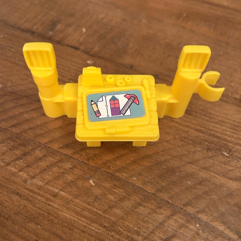 Fisher Price Little People Yellow Construction Desk Fence Piece as is